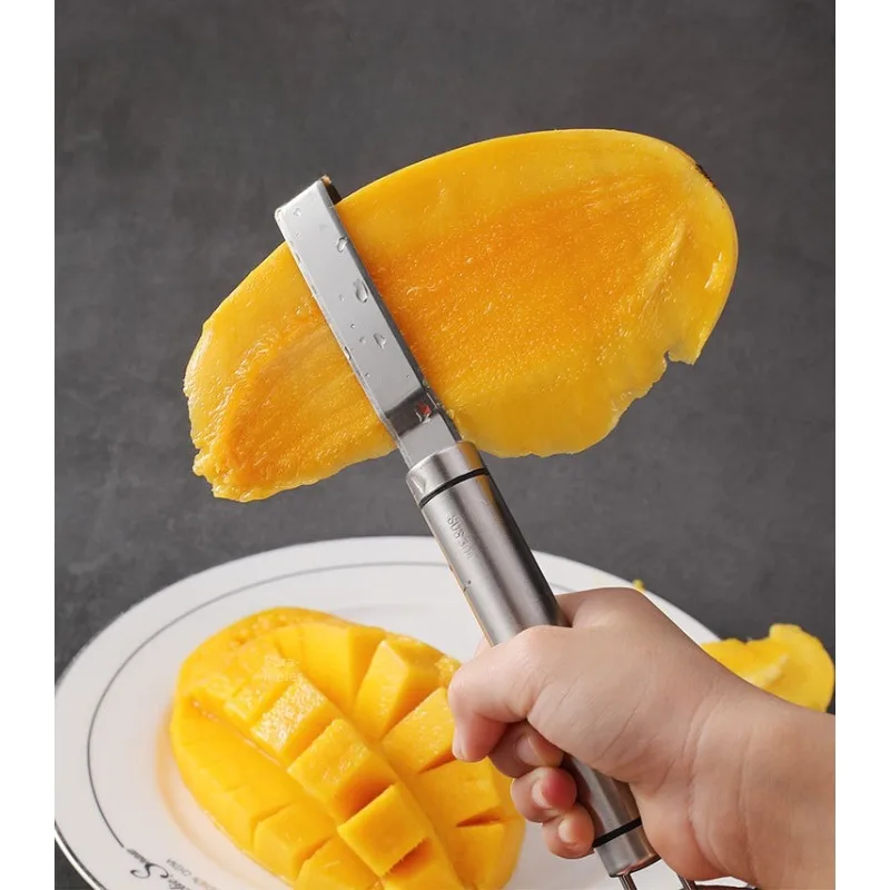 Stainless Steel Mango Core Slicer Multi-Purpose Fruit Peeler for Mango Pineapple Peeling and Slicing Efficient Kitchen Tool