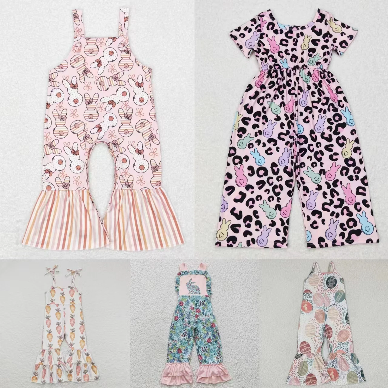 

Оптовая продажа, детский цельный комбинезон для младенцев, с рисунком зайца, моркови, леопардового цвета, Цветочный комбинезон, комбинезон для маленьких девочек