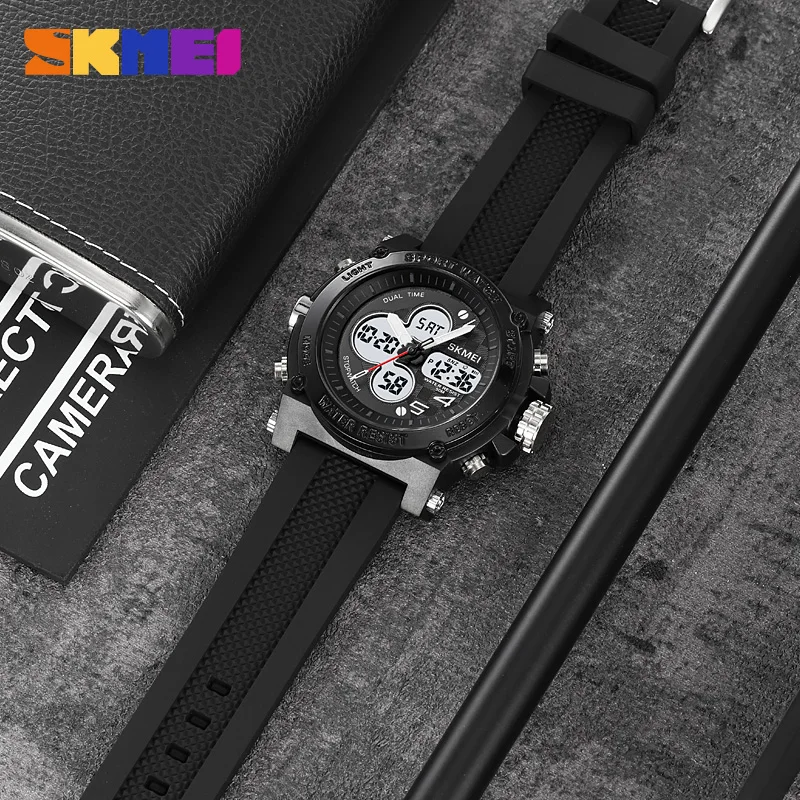 SKMEI Military Sport Men's Watches Fashion 3Time Quartz Wristwatch Digital Chronograph Date Alarm Waterproof Watch Male Clock
