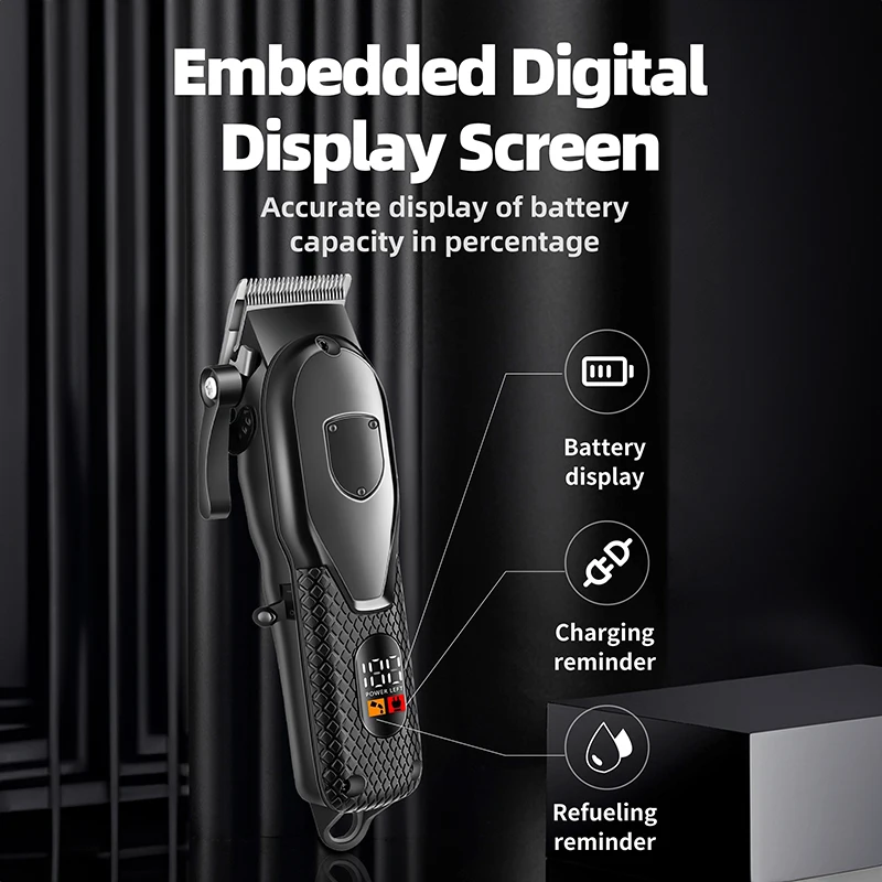 WAIKIL Professional Men's Electric Hair Clipper Multi functional Oil Head Electric Push Clipper USB Charging Digital Trimmer 6
