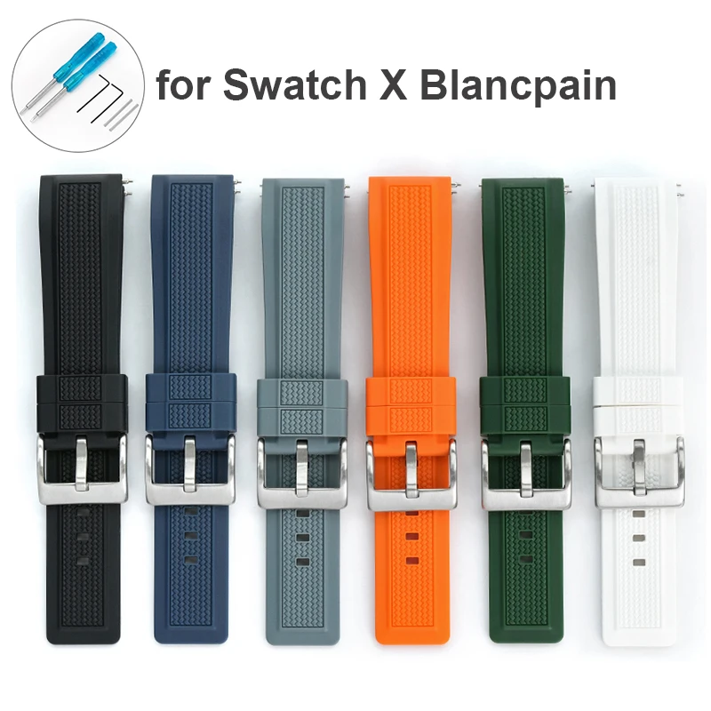 Cinturino Per Swatch X Blancpain Five Ocean Series Diving Silicone Sportivo Impermeabile Per Bracciale Con Cinturino Per Orologio Fifty Fathoms 22Mm