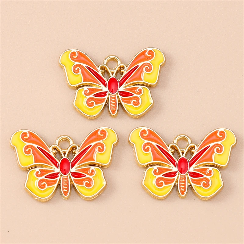 20 Stück 15 x 22 mm niedliche bunte Emaille-Tier-Schmetterlings-Anhänger für die Schmuckherstellung, Halsketten, Ohrringe, Armbänder, Zubehör – Detail 6