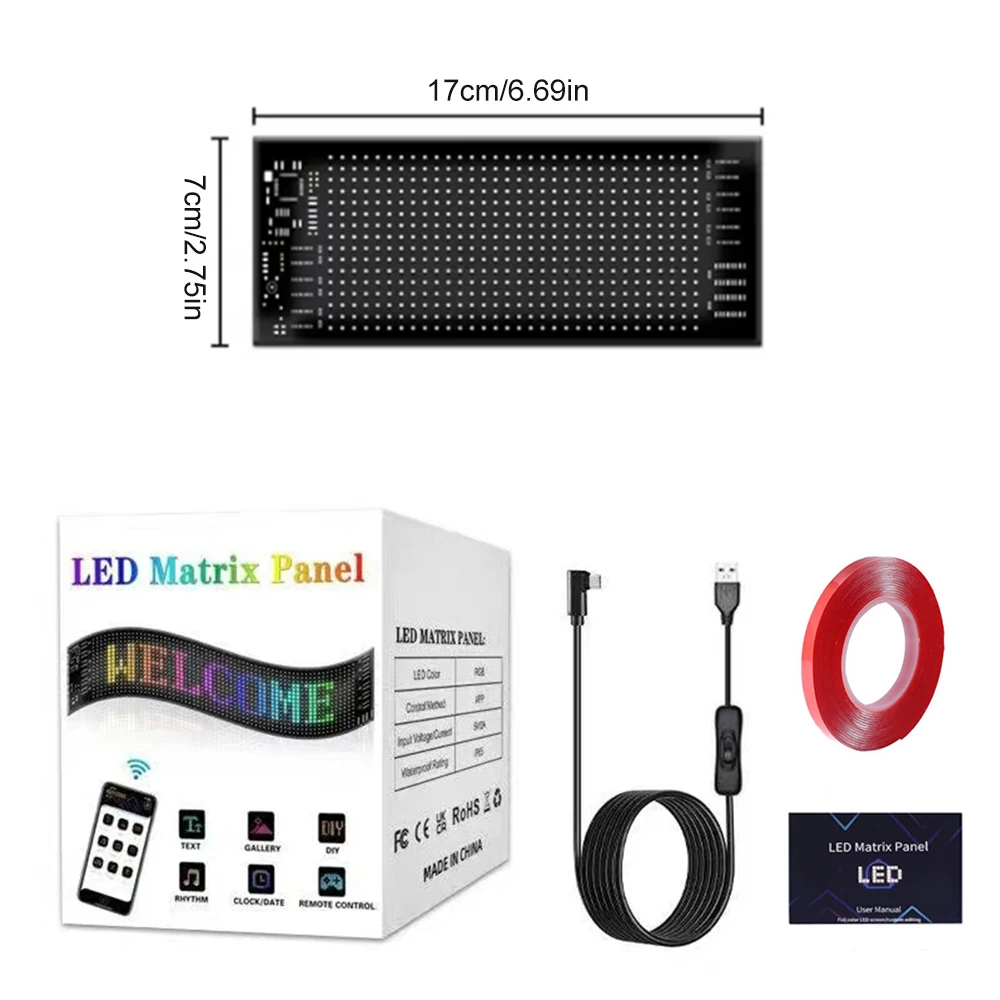 LED Esnek Ekran LED Kamyon Gözü DIY Matris Piksel Panel Işığı Kayan Metin Animasyonu APP Kontrollü Desen Görüntüleme Dekoru