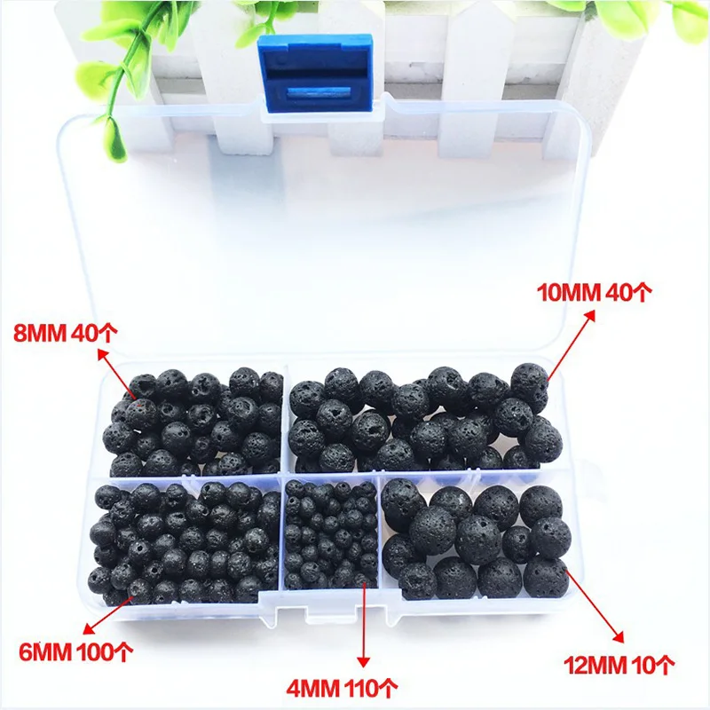 Natural Lava Stone Beads Black Round Volcanic Rock Jewelry Making
