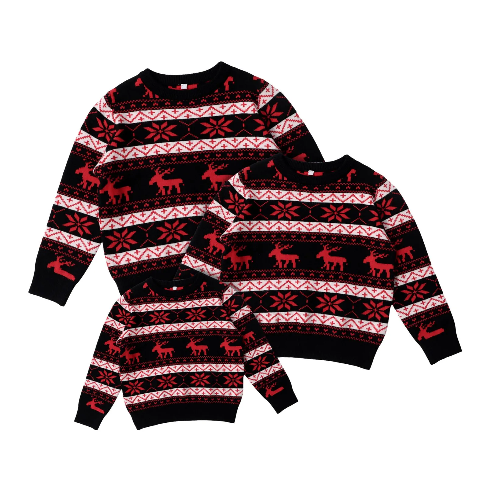 thumbnail image 4 of Suéteres navideños 2024 para conjuntos familiares a juego, suéter grueso y cálido de invierno para papá, mamá y niños, prendas de punto de jacquard suaves, blusas con apariencia navideña, 4 of 5