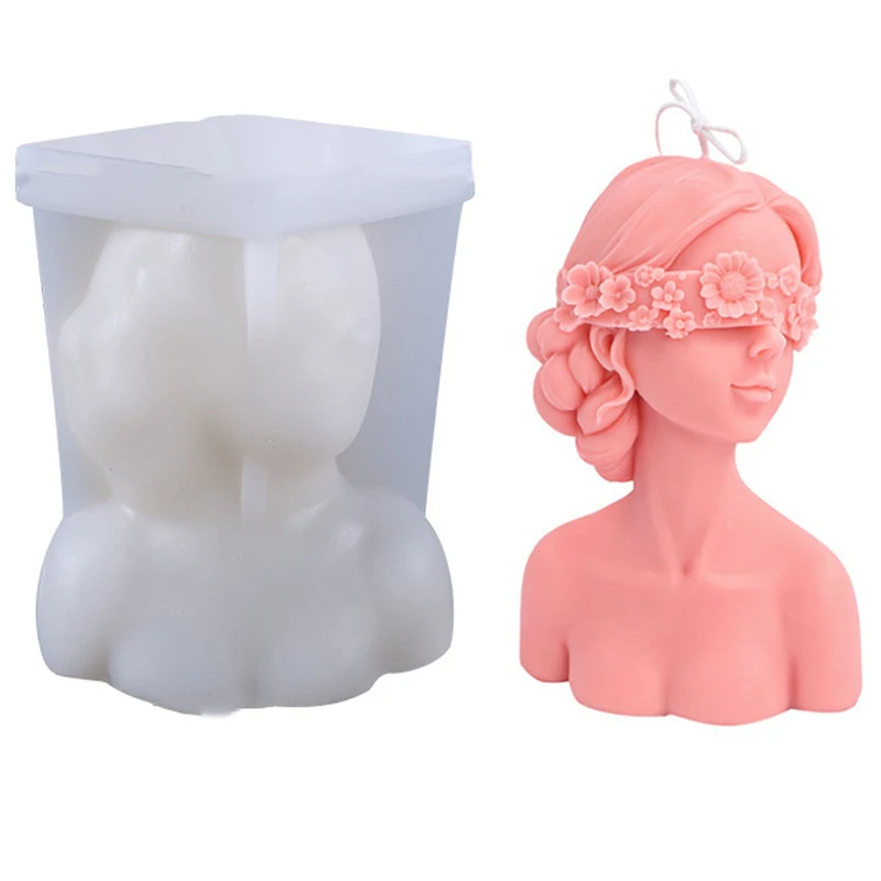 Closedeye Girl Candle Silicone Mould Blindfolded Debate Beauty Plaster