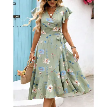 Women's Summer Green Floral Dress - Image 3