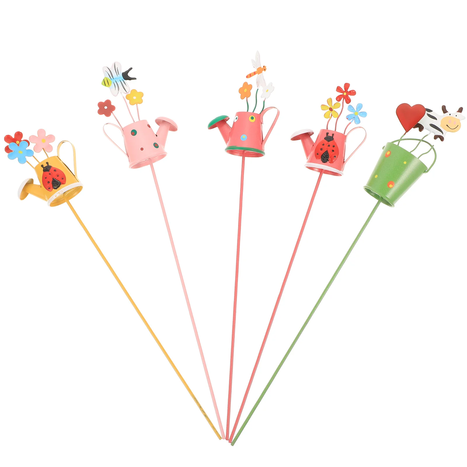 

5 Pcs Flower Arrangement Pot Outdoor Plant Stakes Iron Craft Garden Lawn Ornament Metal
