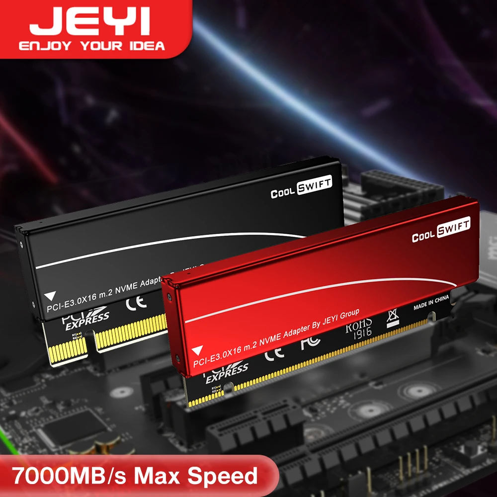 Jeyi-cartão de Expansão com Dissipador de Alumínio Case M.2 Nvme para Pcie 4.0 Adaptador X16 Pcie X16 Gen4 Samsung 980 Pro 970 Evo