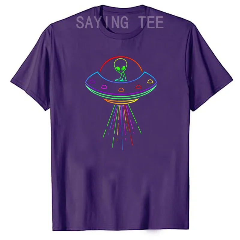 Space UFO Neon Light Rave Alien Lovers T-Shirt, lustige Science-Fiction-Grafik-T-Shirts, kurzärmelige Blusen, Aliens_voghion.com