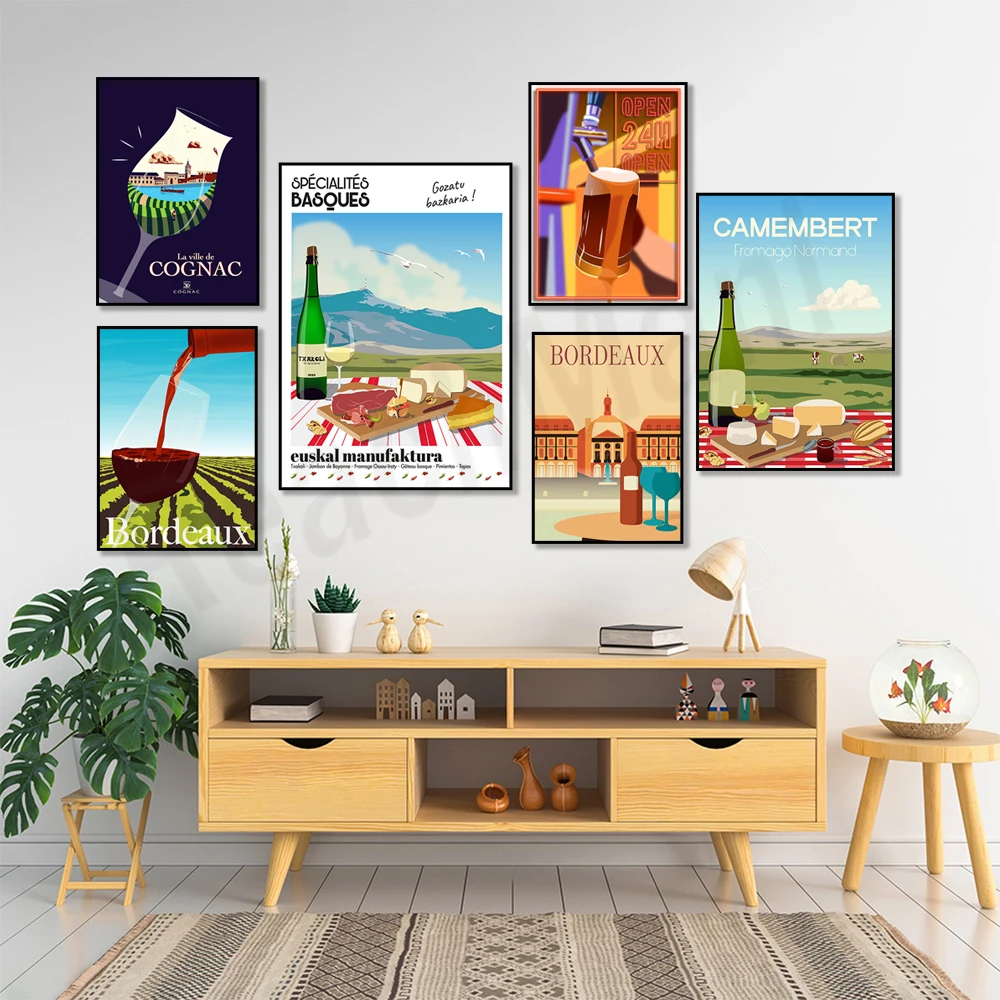 Viti Bordolesi, Vino, Campagna Basca, Gastronomia, Birra, Alloro, Cabane Tchanquee, Alsazia, Cognac Poster Charente