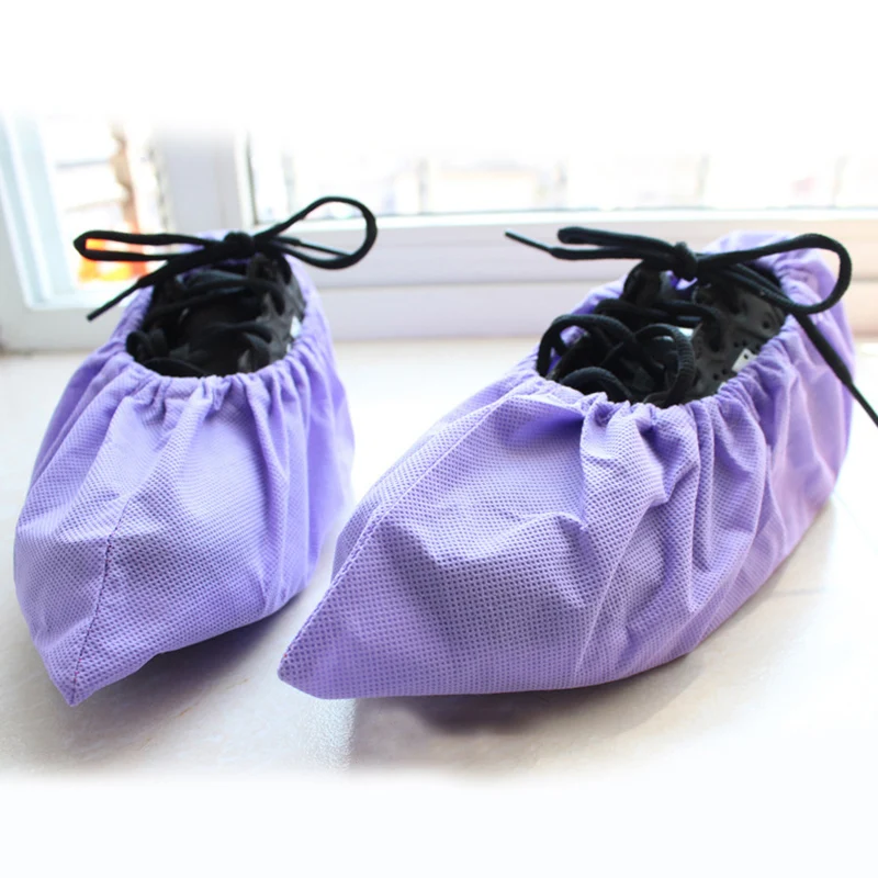 Soild Color Household Shoe Covers Thick Non-woven Anti-static Non-slip Washable Cycling Overshoes