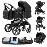 Poussette de voyage portable luxueuse 3 en 1 pour bébé, landau, cadre en aluminium, paysage élevé, nouveau-né 2