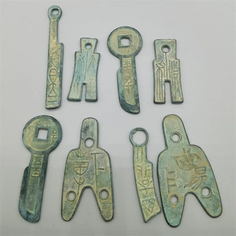 Набор из восьми старинных монет Yepen с тремя отверстиями, бронзовая монета, лопатка, коллекция монет в Античных Монетах, древние пружины в цине и H