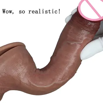 Skin Feeling Realistic Penis Soft Sex Huge Dildo Female Masturbator Double Layer Silicone Suction Cup Phallus For Women Big Dick 1