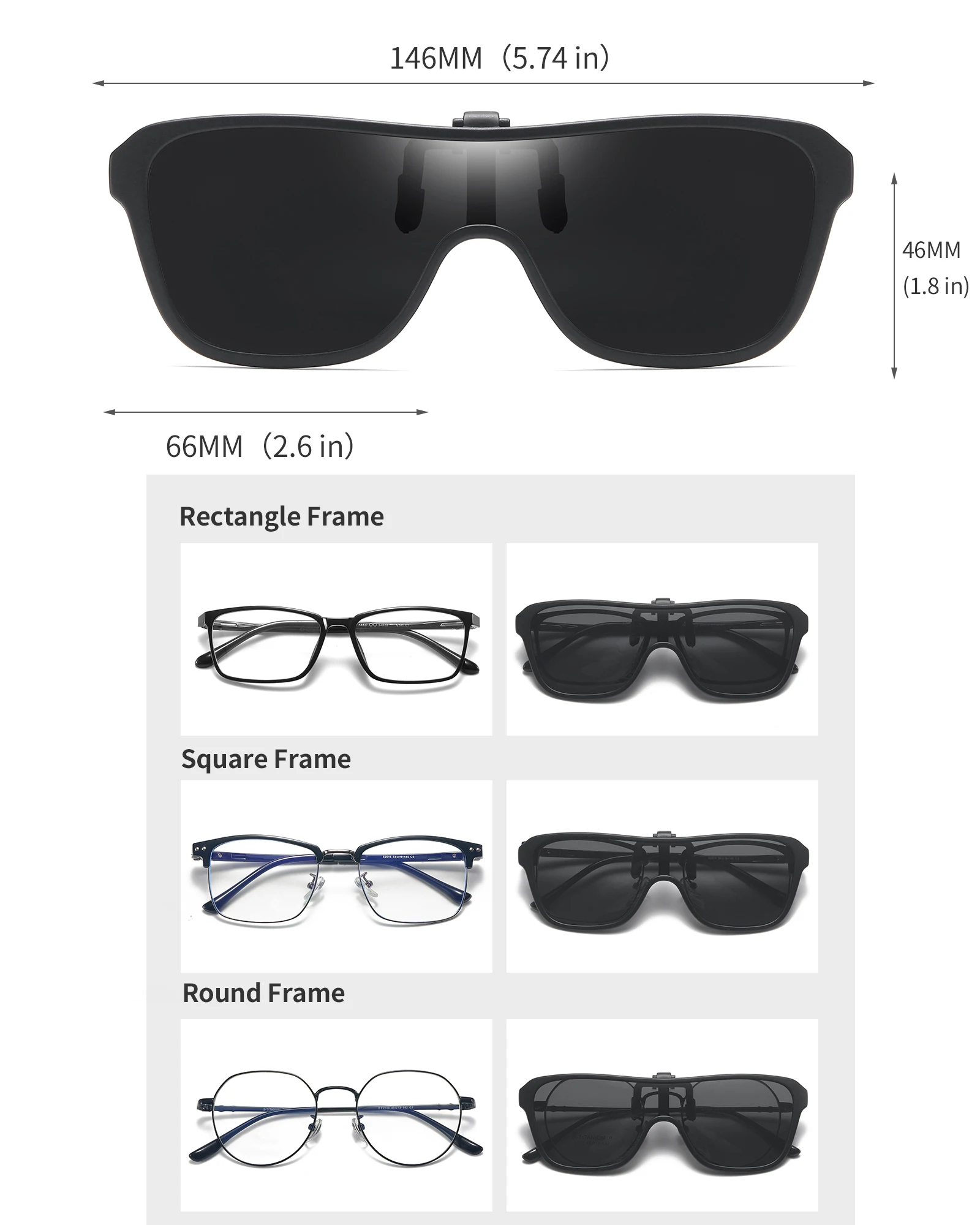 Yoolens Polarized Clip-on Flip Up Clip Rimless Sunglasses for Prescription Glasses - TAC Lens with UV400 K1_voghion.com