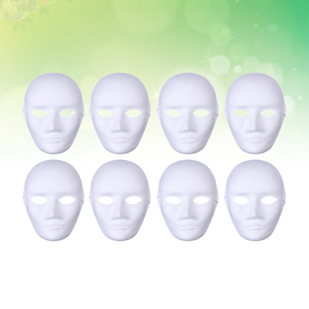 

8pcs DIY Blank Painting Mask Pulp Mask Graffiti Mask for Cosplay Fancy Dress Masquerade Party Mask (Male Face)