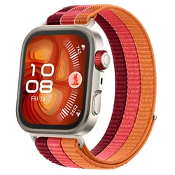 Nylon Braided Replacement Watch Strap - Fabric Wristband Accessory - HUAWEI Fit 4 3 (Burning Red)