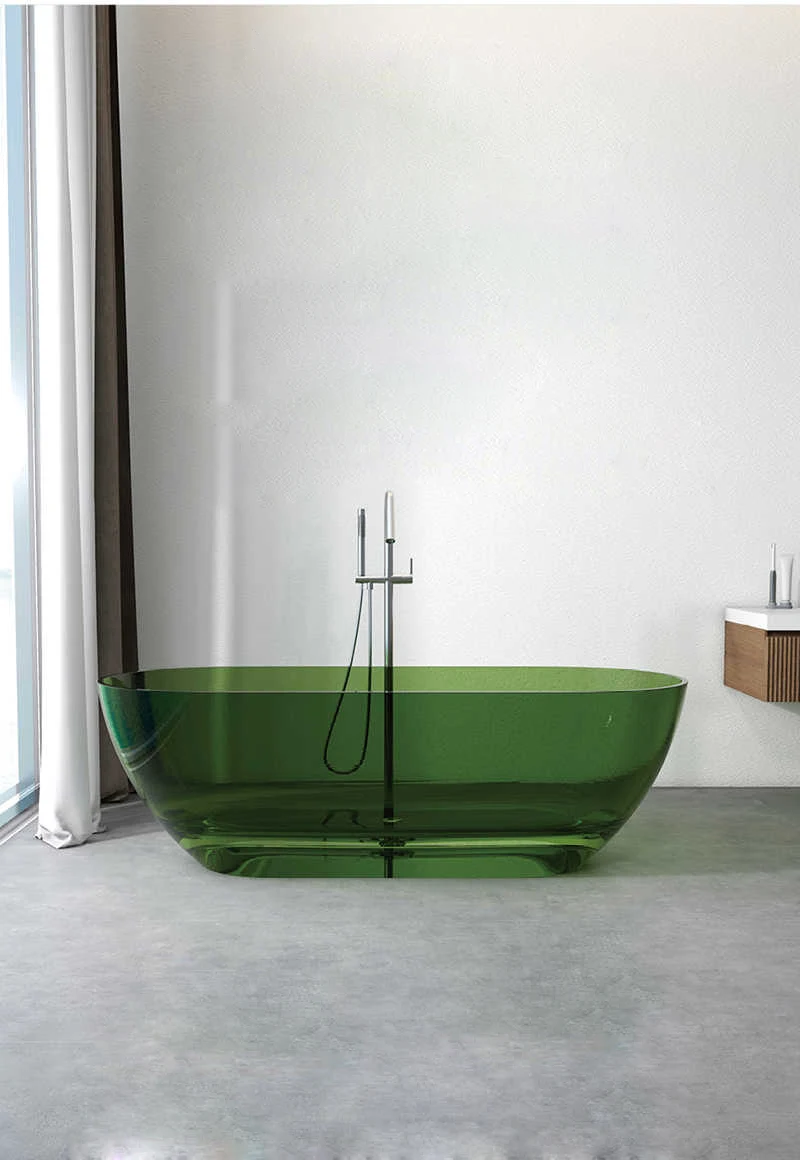 Resin Freestanding Bathtub New Design 1750x750x550mm Online Celebrity Colored Transparent Muti-Sized Tub RS1038