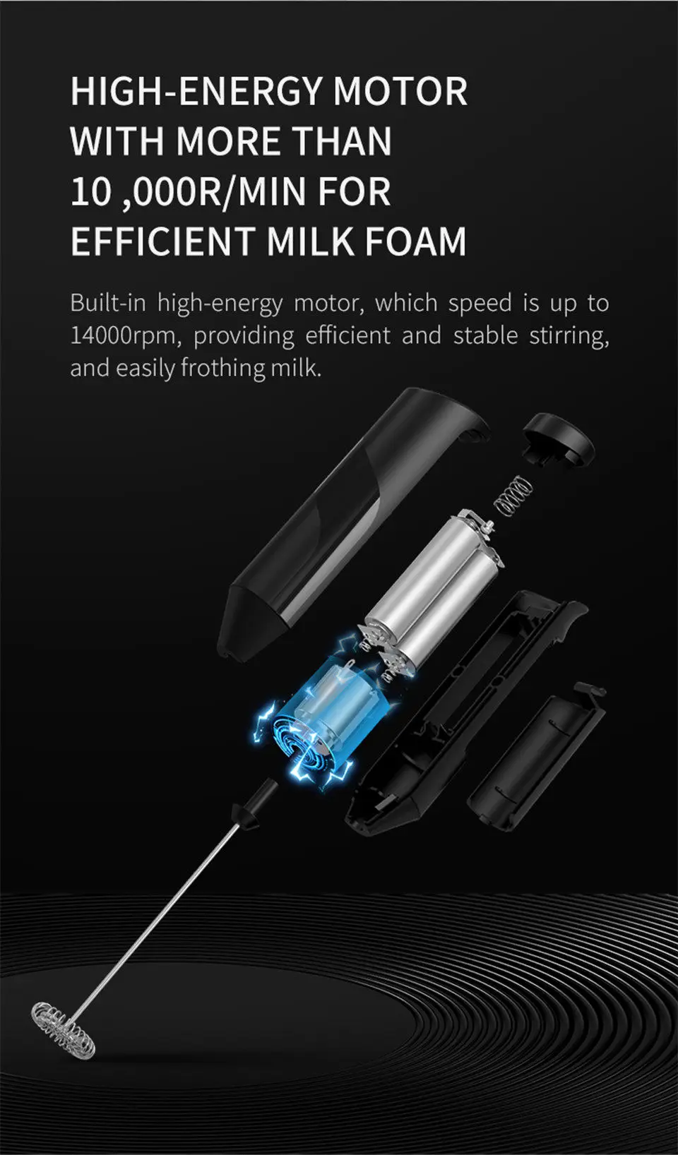 Description Picture 4 of itemMilk Frother Handheld Mixer Foamer Coffee Maker Egg Beater Chocolate/Cappuccino Stirrer Mini Portable Blender Kitchen Whisk Tool
