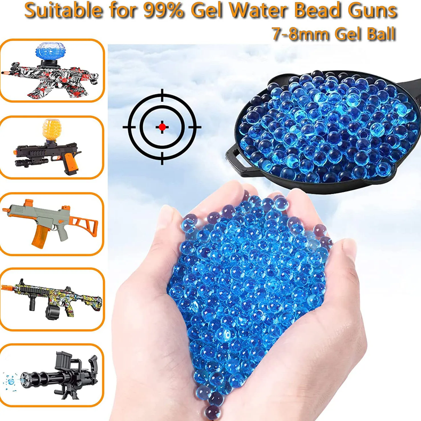 

(20000 Pcs) Splatter Ball Gel-Blaster Refill Ammo, Water Balls Beads with 7-8 Mm Non-Toxic for Splatter Gall Gun