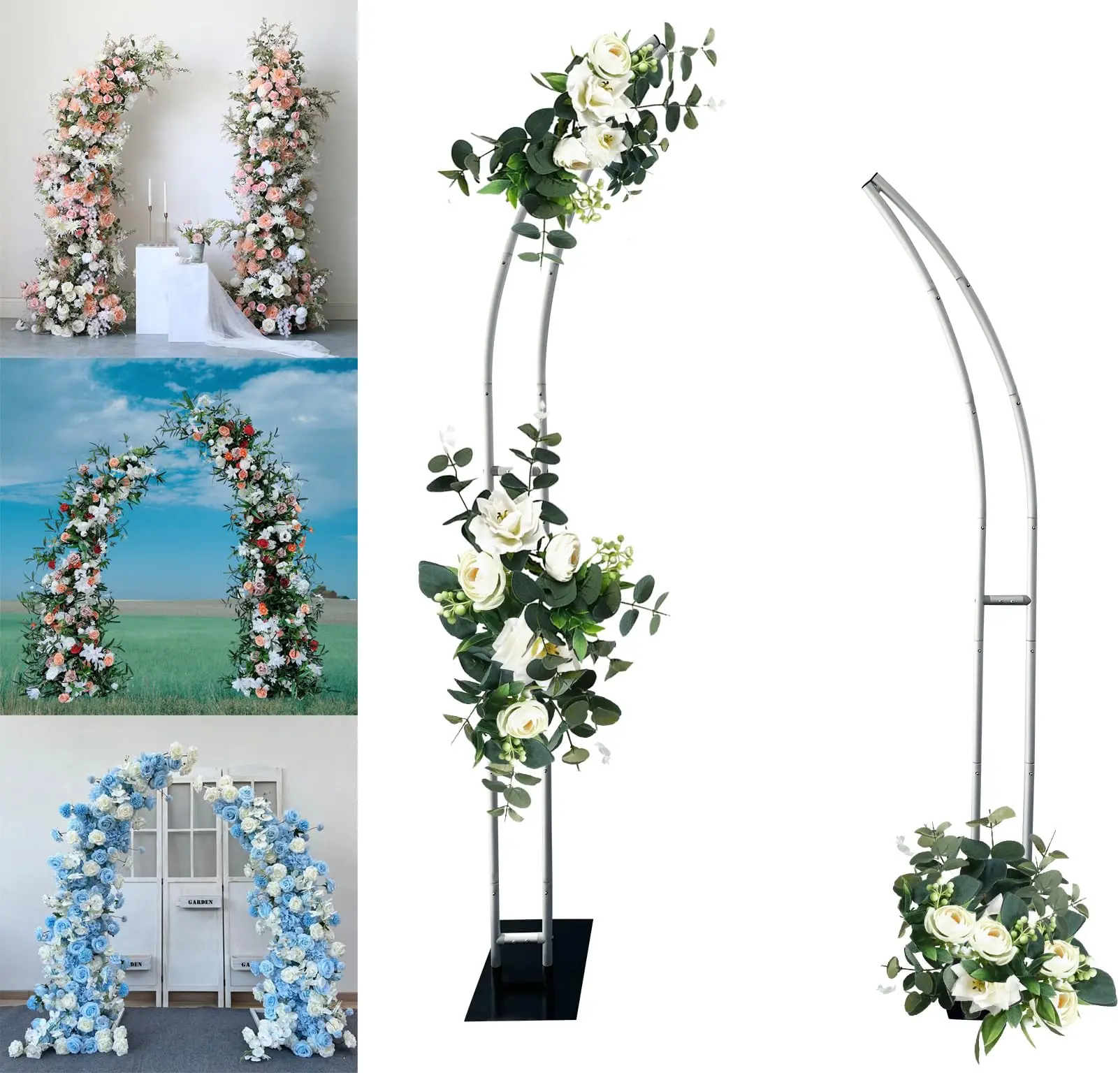 Half Arch Balloon Stand, Flower Stand Decoration, Curved Wedding Arch Backdrop Stand for Birthday Party, Bridal, 6ft and 7ft