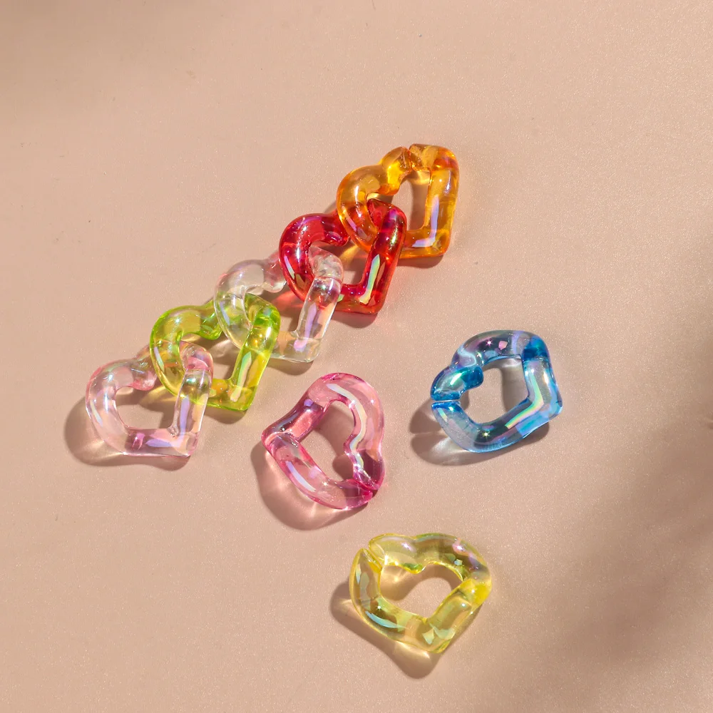 100 Perline Acriliche A Forma Di Cuore Trasparenti Satinato - 12 Mm - Per Creazione Gioielli, Bracciali, Trecce E Decorazioni San Valentino (Rosa) - 5