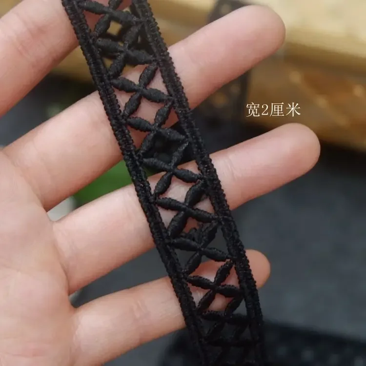 중공 수용성 레이스 리본, DIY 봉제 레이스 패브릭 액세서리, 드레스 커튼, 의류 포장 레이스, 흰색과 검정색