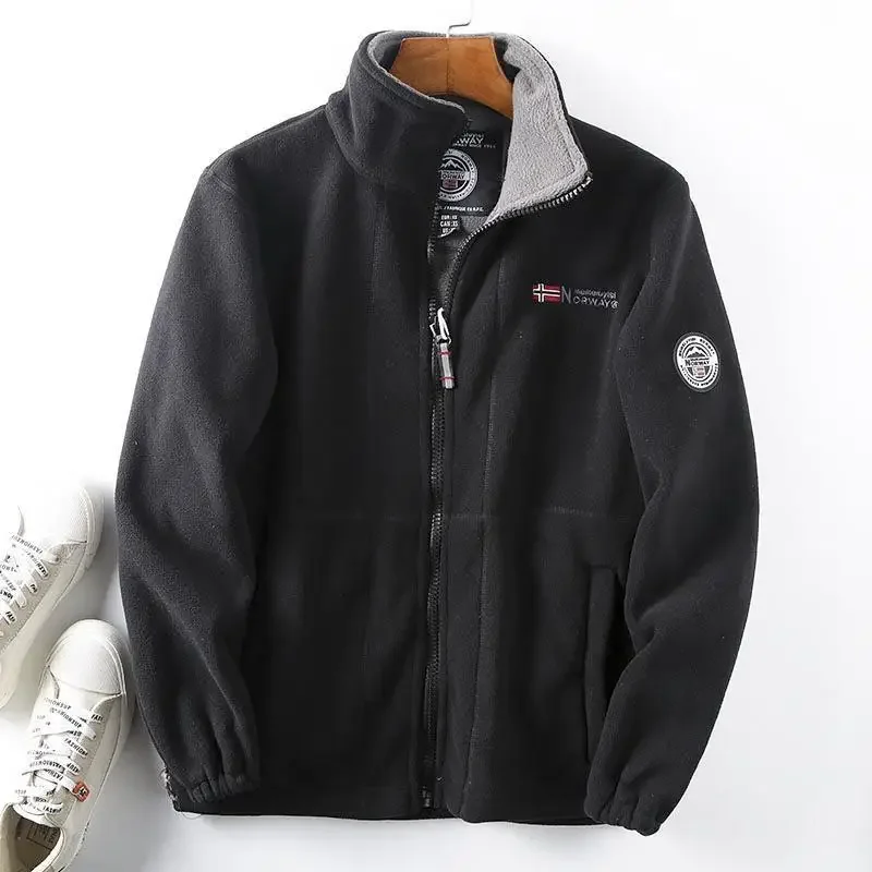 Customizable Plush Stand Collar Jacket - Tailor-Made Casual Coat
