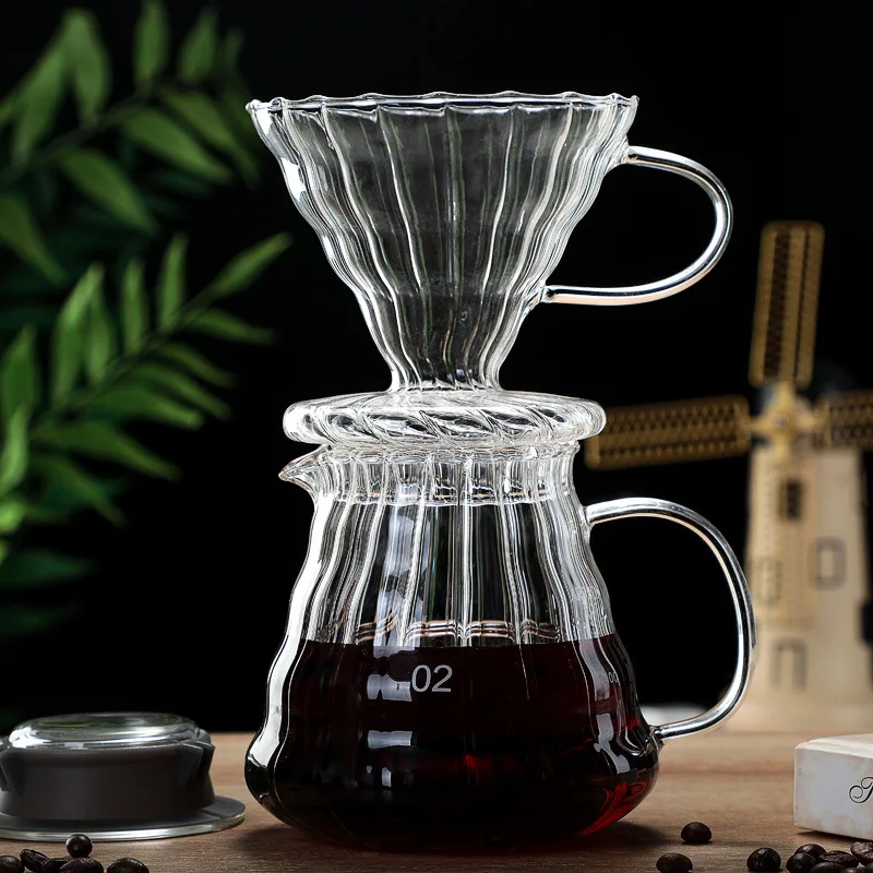 300ml/500ml/700ml Glass Hand-brewed Coffee Pot Cloud Pot Household Coffee Tool Reusable Heat Resistant Teapot coffee pot