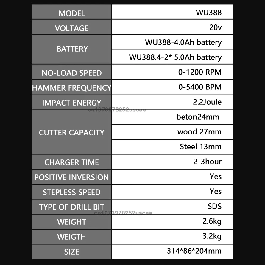 WORX WU388F 24mm cordless brushless /Rotary hammer power tools drill concrete/brick/professional/Impulse hammer 20V 6