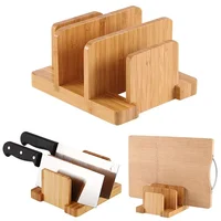 Multifunctional Durable Creative Bamboo Cutting Board Storage Rack Pot Lids Holder Kitchen Supplies Gadgets For Restaurant 1