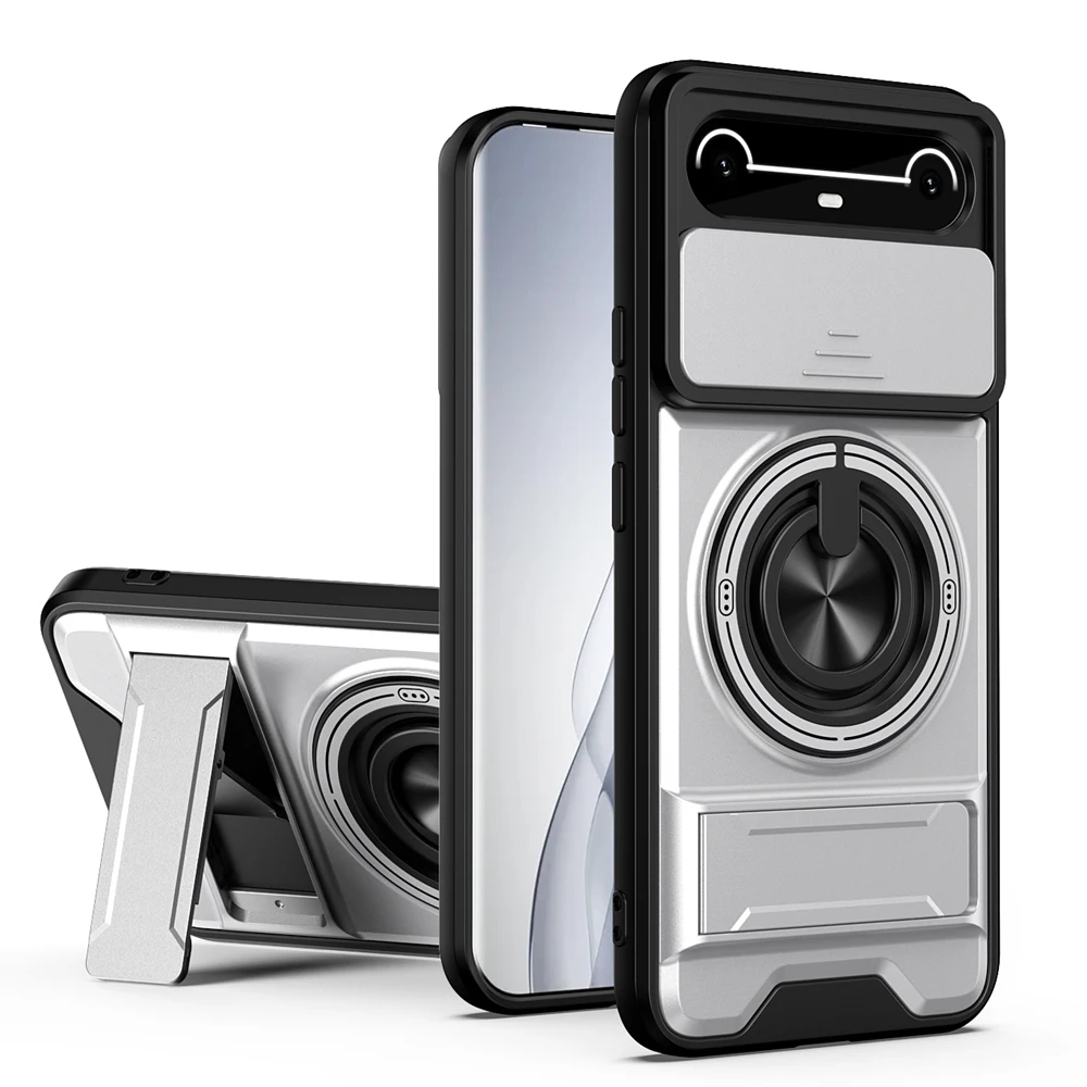 Magnetic Shockproof Phone Case with Slide Camera Protection and Upright Kickstand