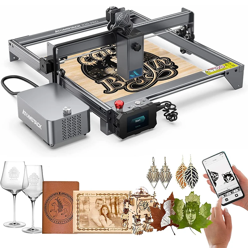 

ATOMSTACK S20 A20 X20 Pro Laser Engraving Machine 130W Quad Cutting Machine Built-in Air Assist with Two Pumps for Wood Metal