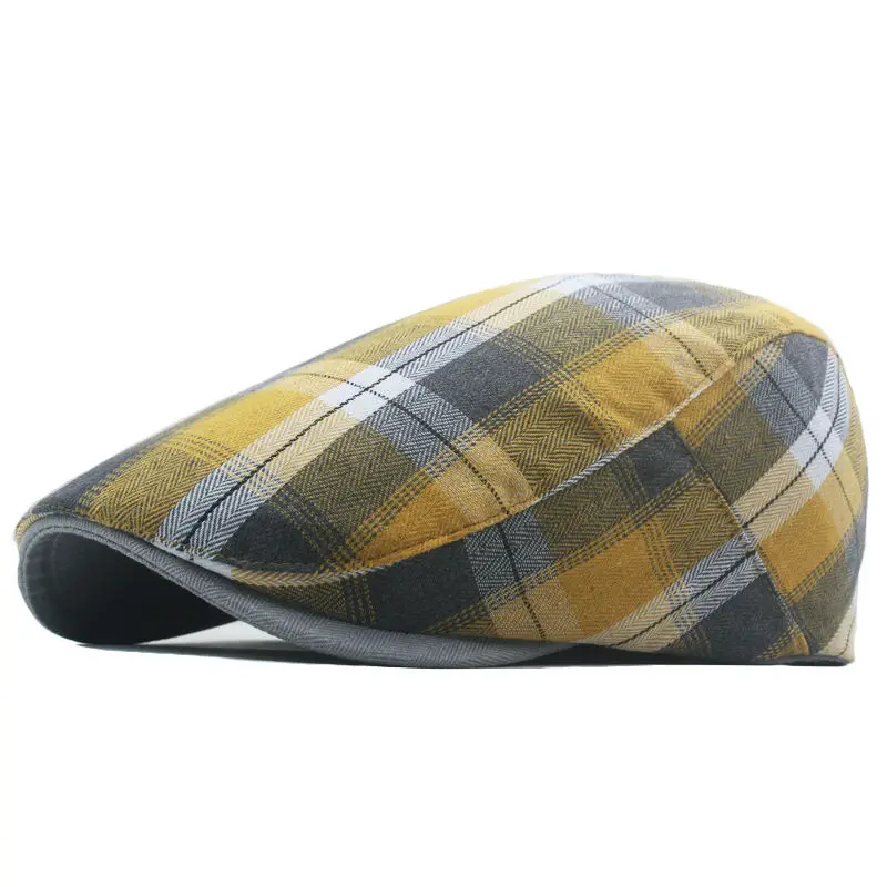 Four Seasons Cotton Striped Print Newsboy Caps Flat Peaked Cap Men and Women Painter Beret Hats 117
