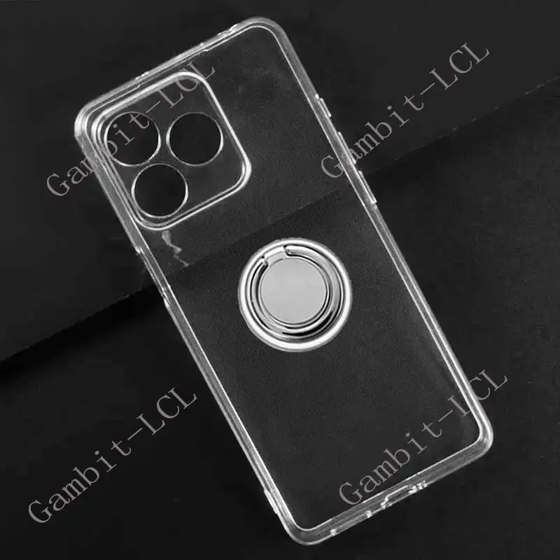 Enhanced Shockproof Silicone TPU Phone Case with Back Ring Holder Bracket - Soft, Durable, and Original Design