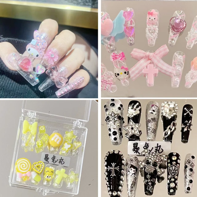 Fashion Hello Kitty Long Coffin Stiletto Nails Europe America French  High-end Customizable Hot Girl Nails Handmade Woman Gift - Animation  Derivatives/peripheral Products - AliExpress