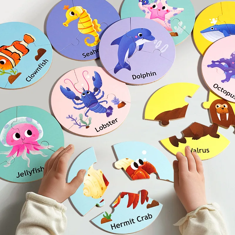 Educational Puzzles Round Puzzle Toys Circular Animal Pairing Board Game