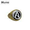 Atheist Atheism Symbol Antique Rings for Men Atheist Logo Glass Cabochon Fashion Dome Rings Handmade Jewelry Vintage Ring 1