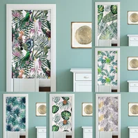 Tropical Plant Plam Leaves Printed Door Curtains Kitchen Bathroom Partition Curtain Bedroom Decoration Entrance Half Curtains 1