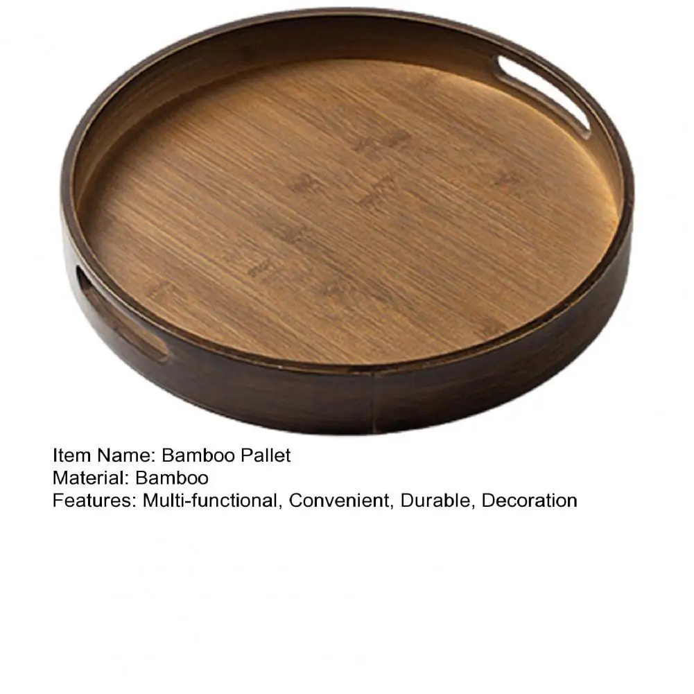 25/30/35/40cm Bamboo Pallet Round Serving Tray With Handles Wood Storage Tray Table Storage Plate For Home Kitchen Patio Party