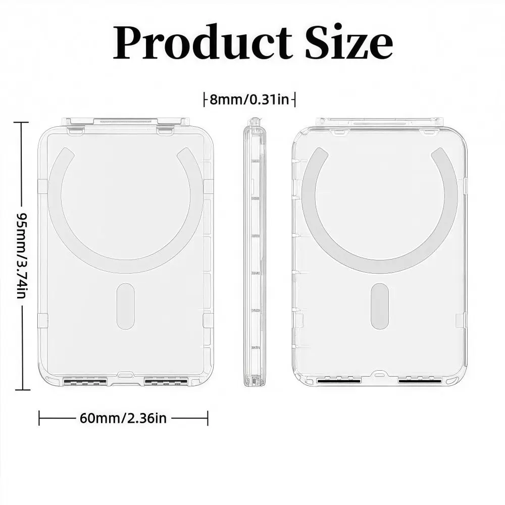 MagSafe 카드 슬리브 투명 카드 슬롯 2개, 충격 방지 마그네틱 스탠드 카드 홀더, 아이폰 17/16/15/14/13/12용 탈부착 가능