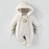 Ircomll New Winter Autumn Baby Clothes Hooded Cute Lion Cotton Infant Jacket Warm Casual Double Zipper Romper Toddler Costume