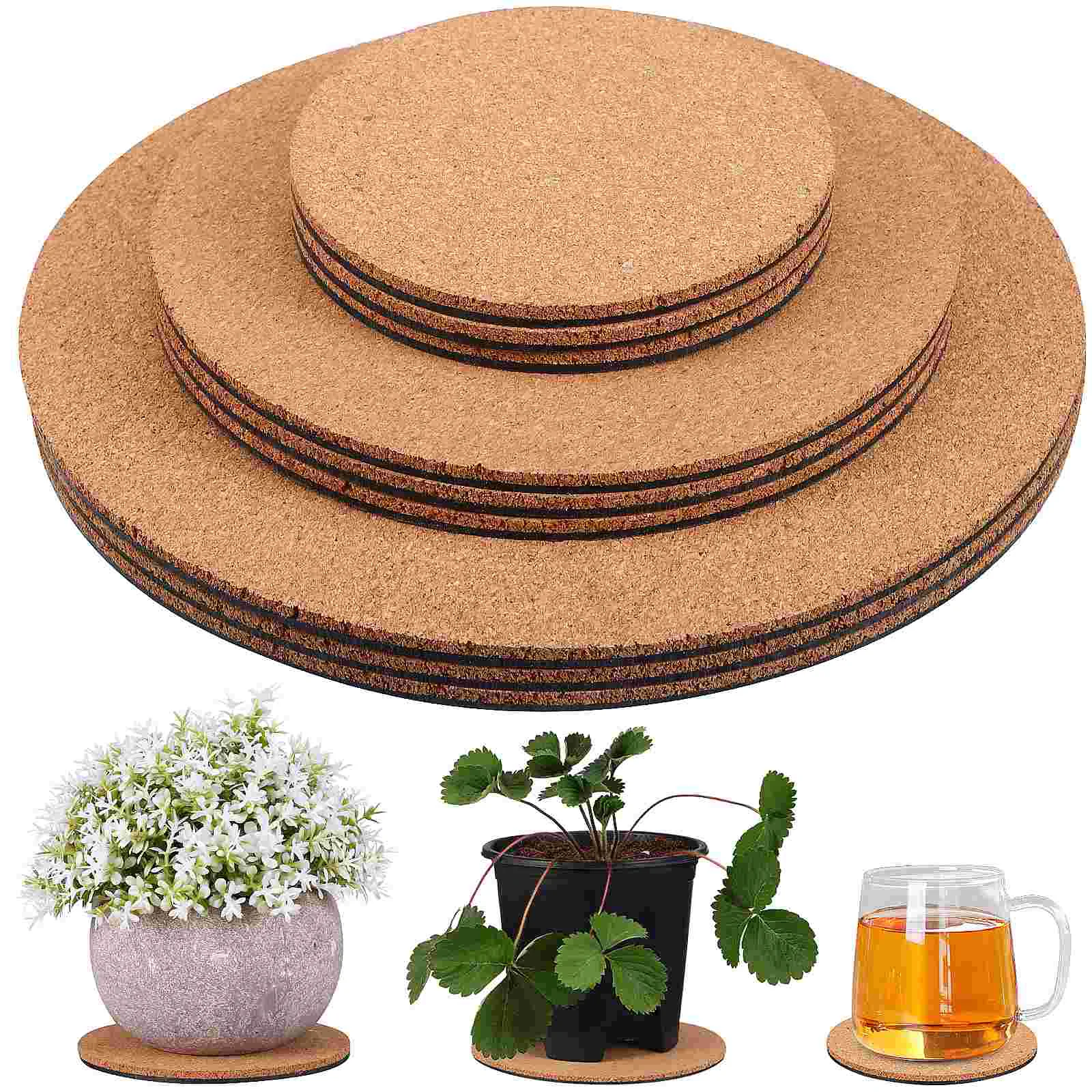 

Flower Pot Cork Coaster Bonsai Pad Holder Wooden Tray Plant Cork Mat Planter Pots Mat Stand Garden Indoor Supplies