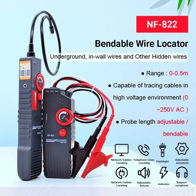 NOYAFA NF-822 Wall Wire Breakpoint Detector Multifunctional Strong Current Line Finder 220V Hidden Line Detector 4