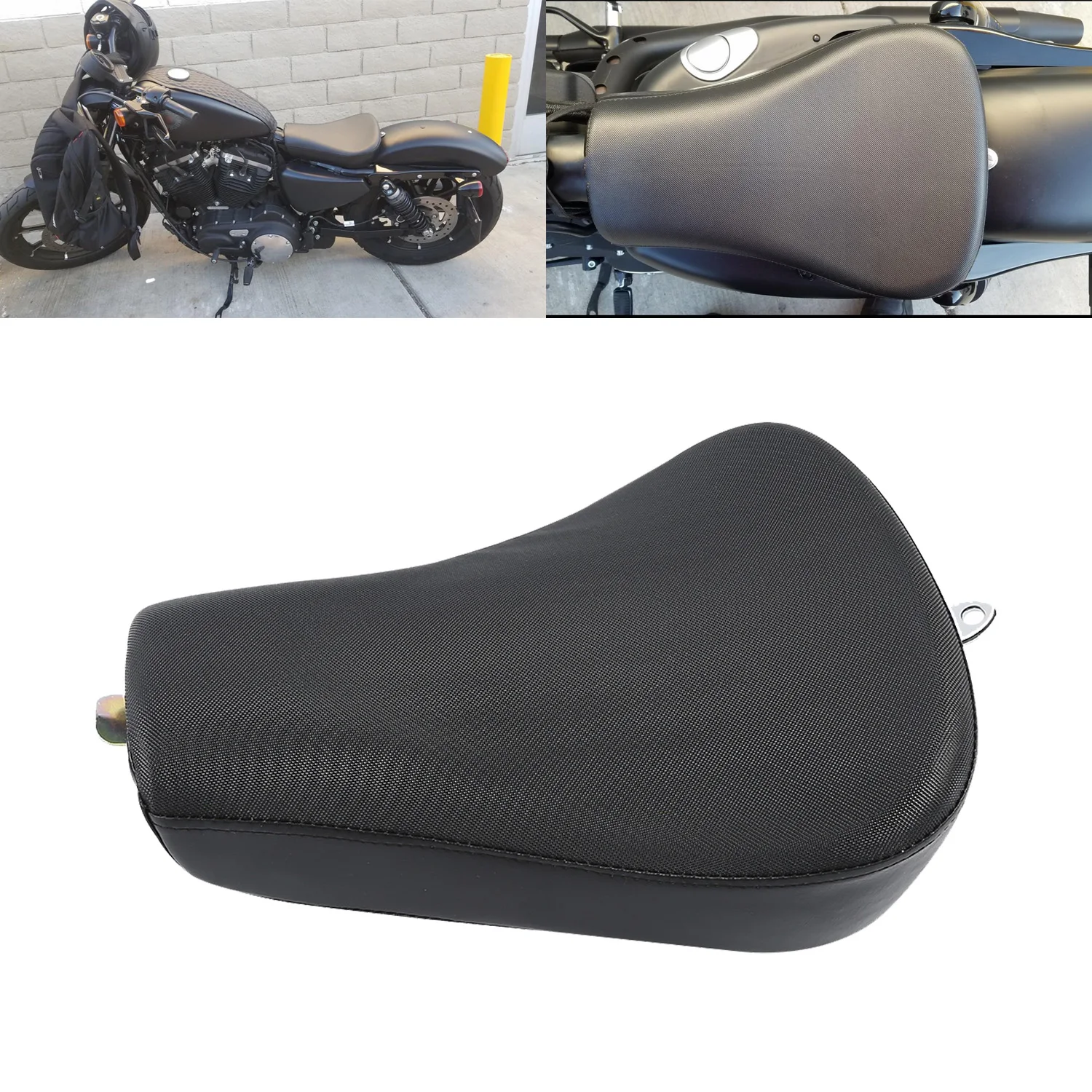 Cuscino Sedile Singolo Pilota Pilota Anteriore Moto Nero Per Harley Sportster 40-Otto Xl883 1200 72 48