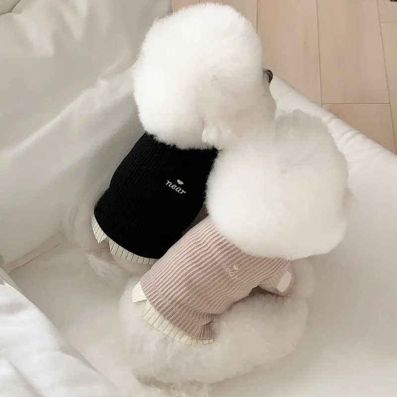 패션 포메라니안 투피스 바텀 셔츠 세트 겨울용 따뜻한 애완견 옷 요크셔 테리어..
