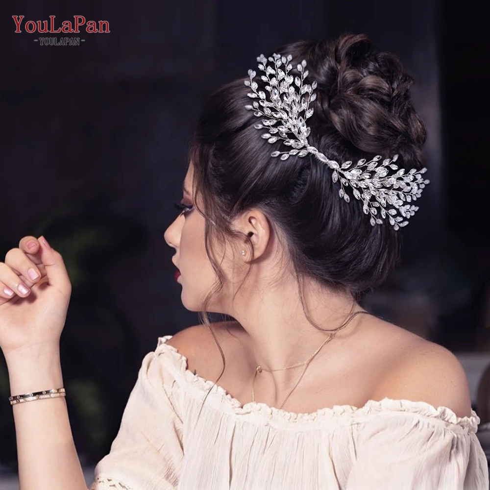 YouLaPan Rhinestone Bridal Hair Accessories Wedding Comb Silver Golden Bride Headpieces Women Hair Pins Party Jewelry HP276