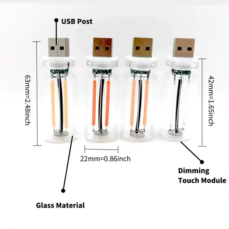 Portable USB Touch Night Light Plug and Play LED Incandescent Filament Lighting Decorative Ambient Lamp for Car Bedroom Camping Image 7