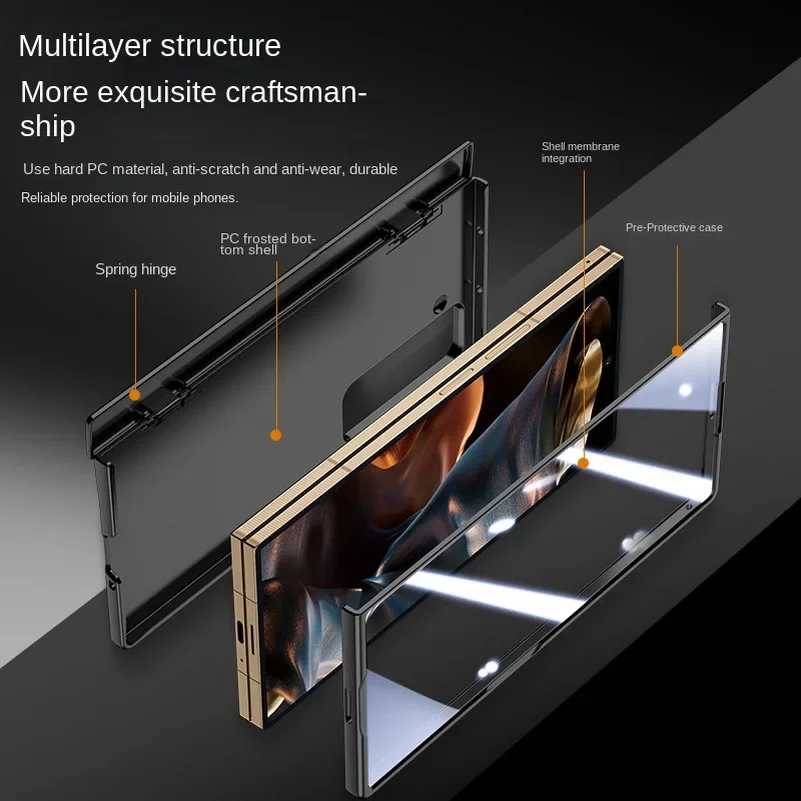 Deluxe Protective Case with Automatic Spring Hinge and Tempered Glass Film